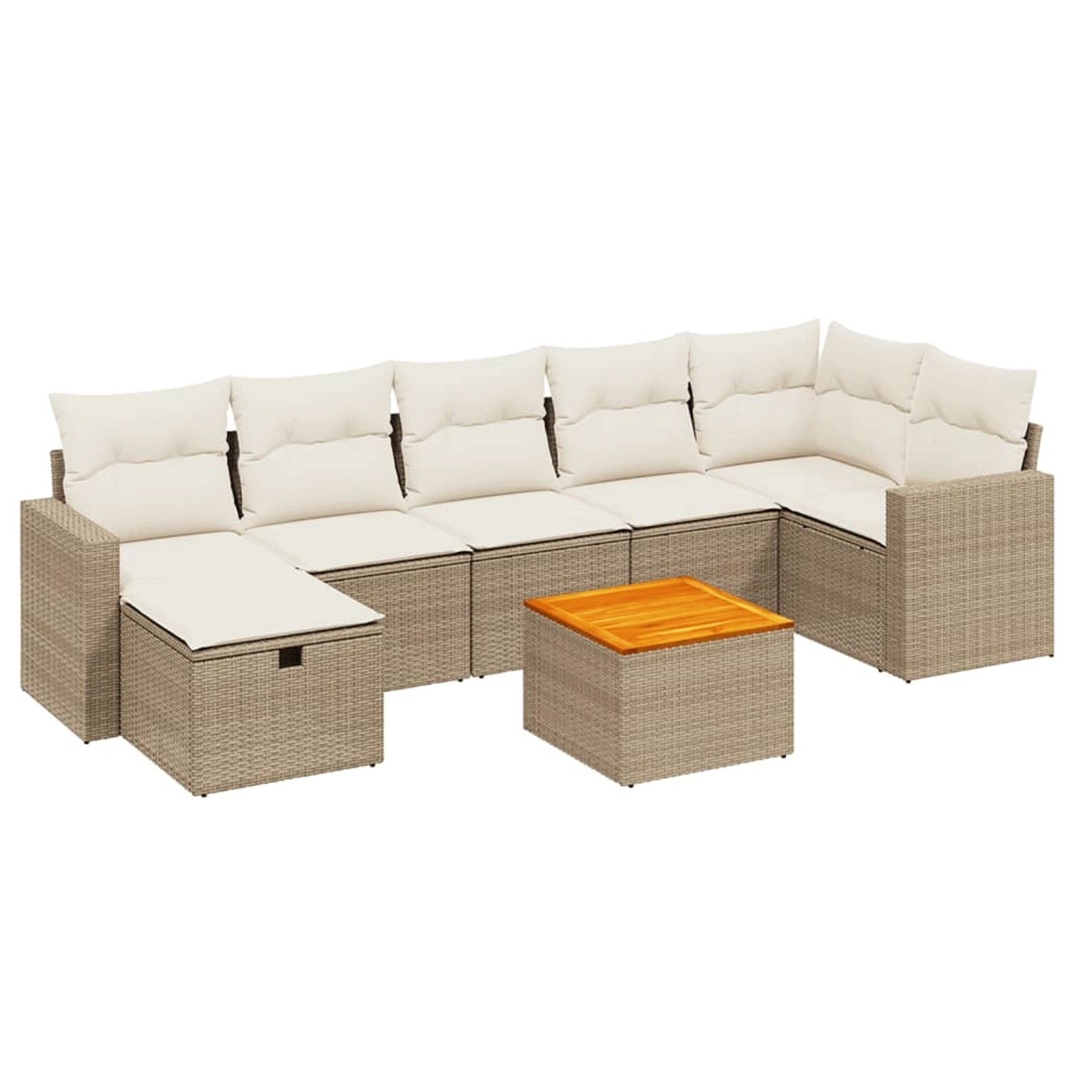 vidaXL 8-Tlg Garten-Sofagarnitur mit Kissen Beige Poly Rattan 3264845 günstig online kaufen