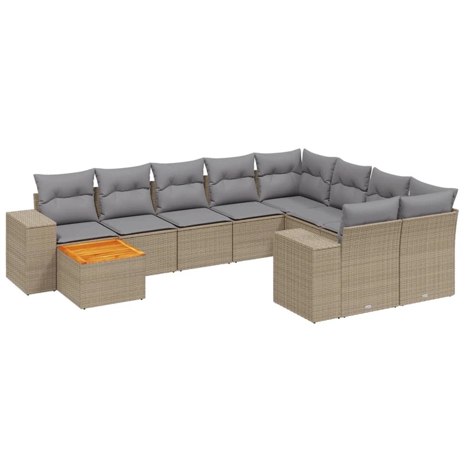 vidaXL 11-Tlg Garten-Sofagarnitur mit Kissen Beige Poly Rattan 3257963 günstig online kaufen