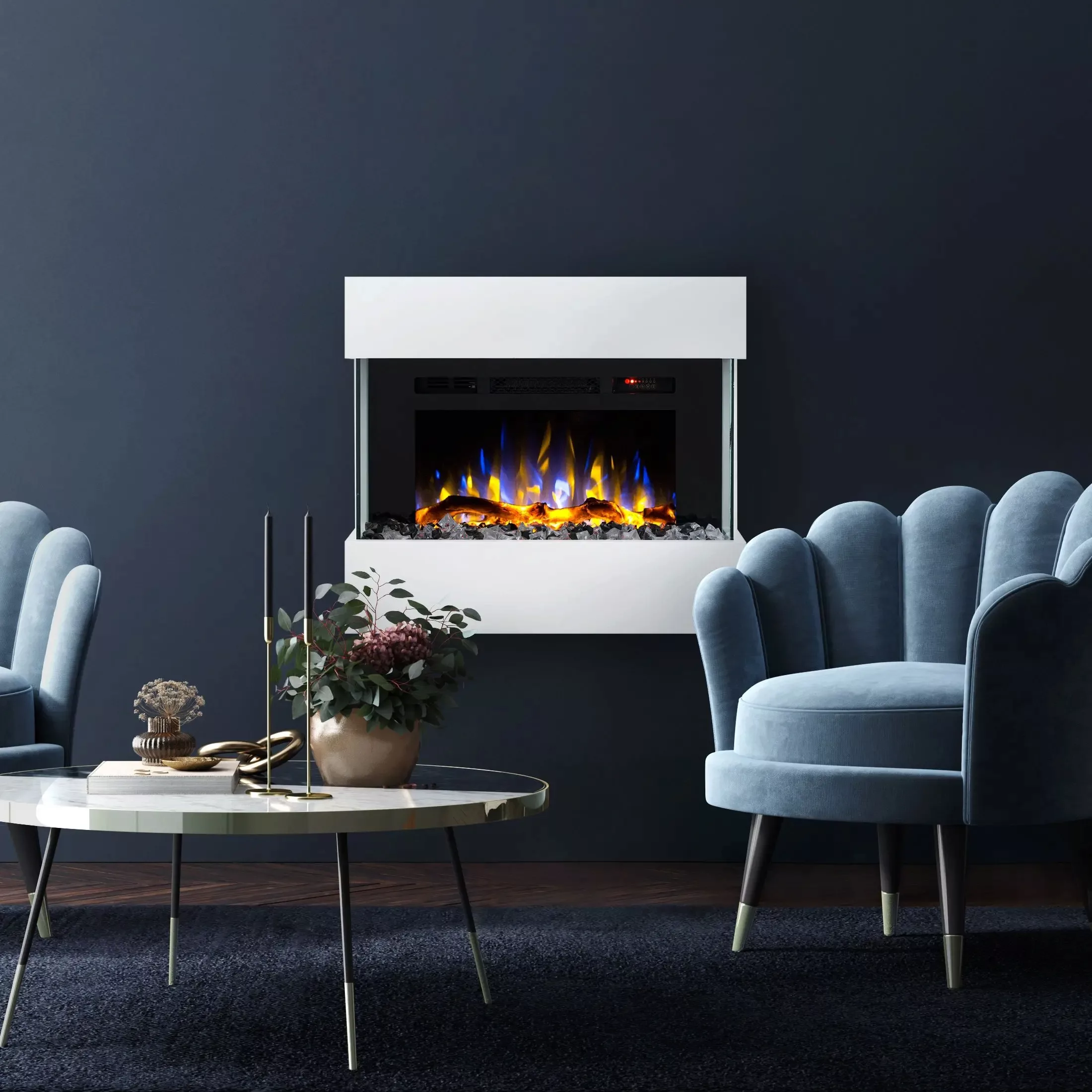 Noble Flame Lima Wandkamin [moderner Design Elektrokamin]: mit schwarzen Ac günstig online kaufen