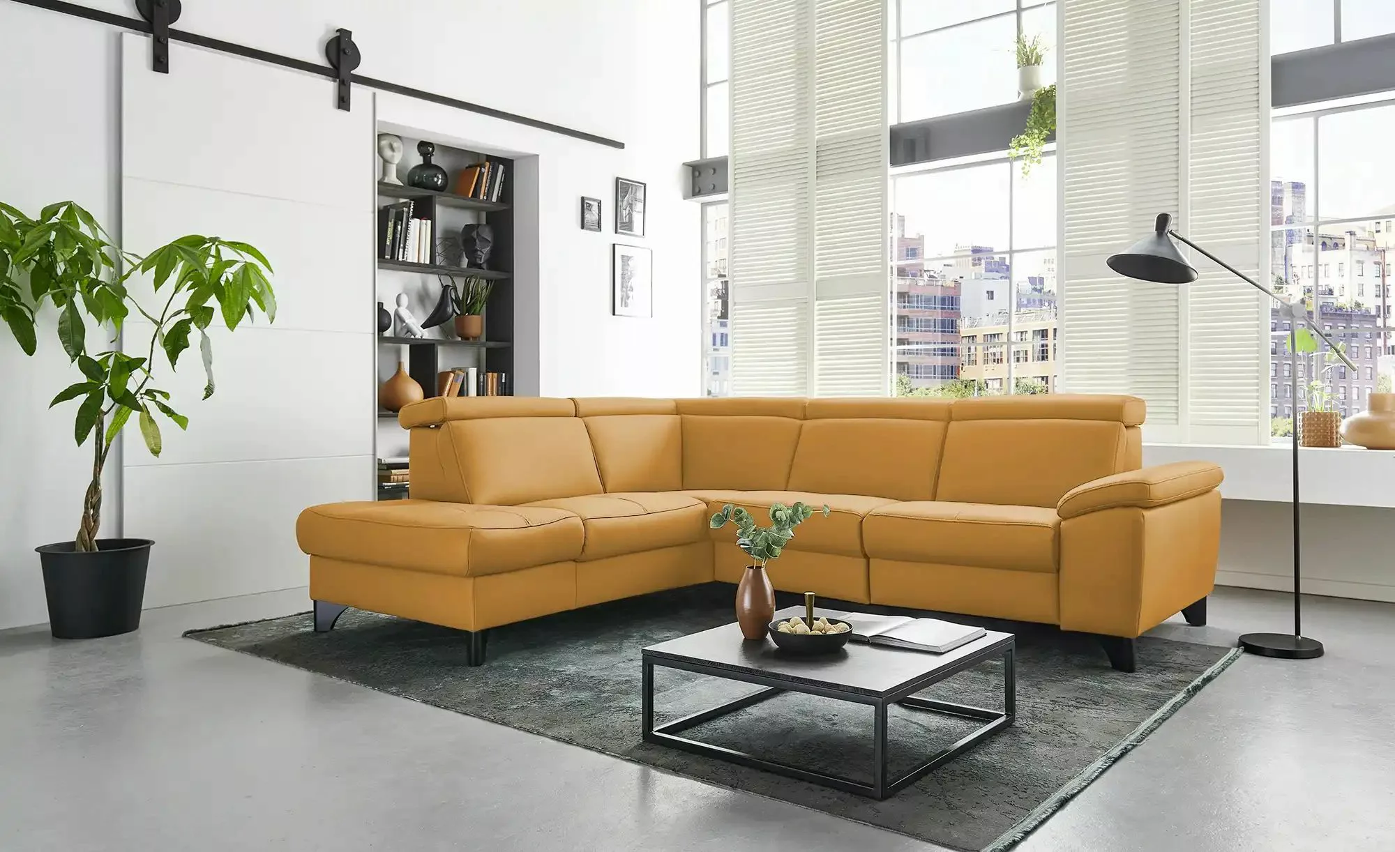 meinSofa Ecksofa Echtleder Linda ¦ gelb ¦ Maße (cm): B: 261 H: 80 T: 209.0 günstig online kaufen