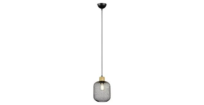 Pendelleuchte 1xE27 Ø 18 cm  1 Stück Metall / Holz Schwarz günstig online kaufen