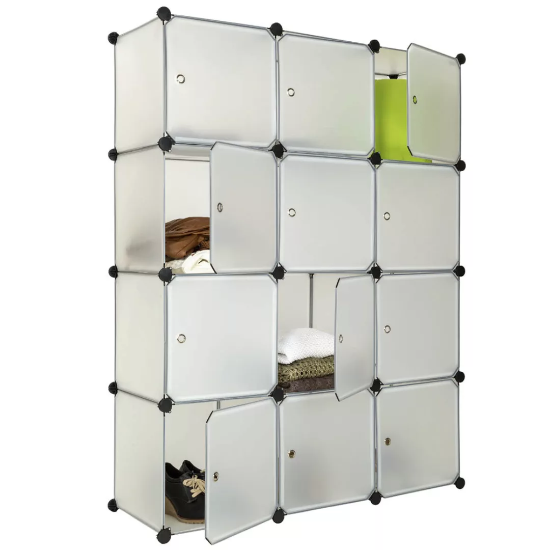 Steckregal 12 Boxen mit Türen 112x37x148cm - weiß günstig online kaufen