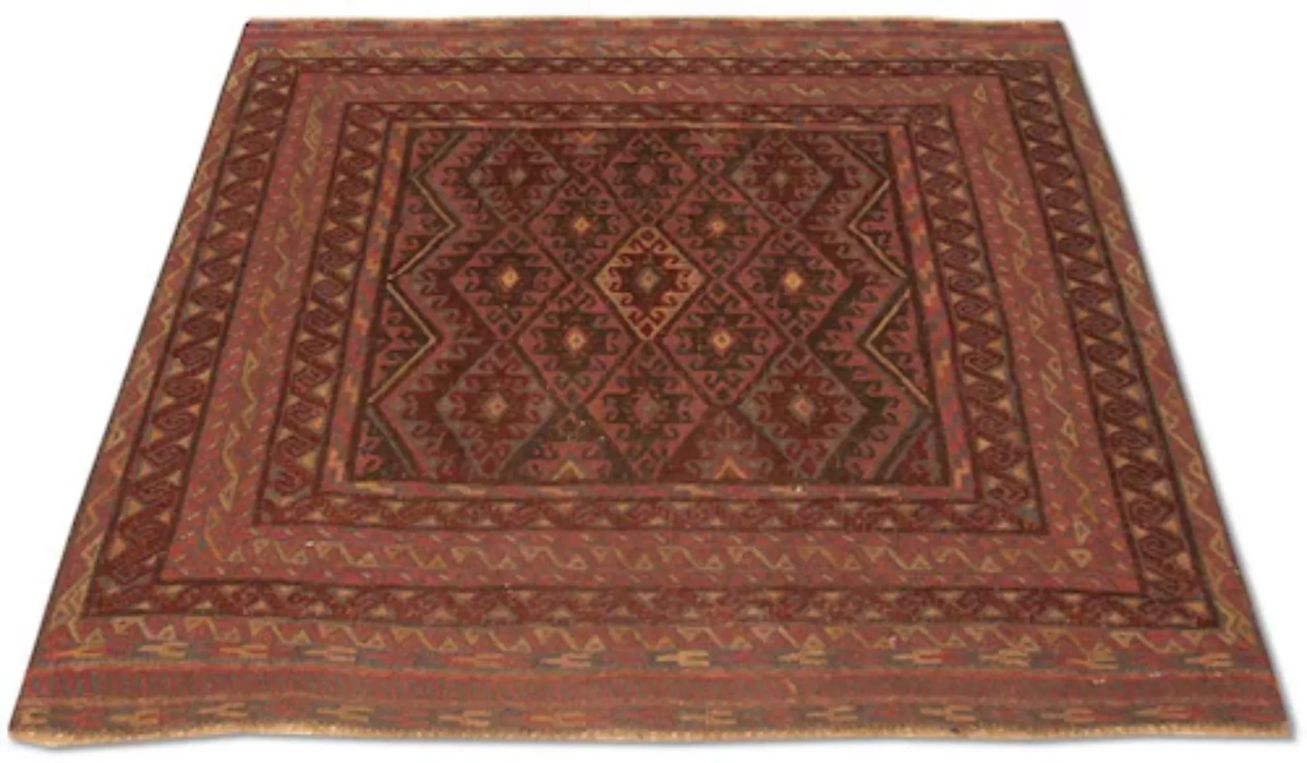 morgenland Wollteppich »Kelim Afghan Teppich handgewebt rot«, quadratisch, günstig online kaufen