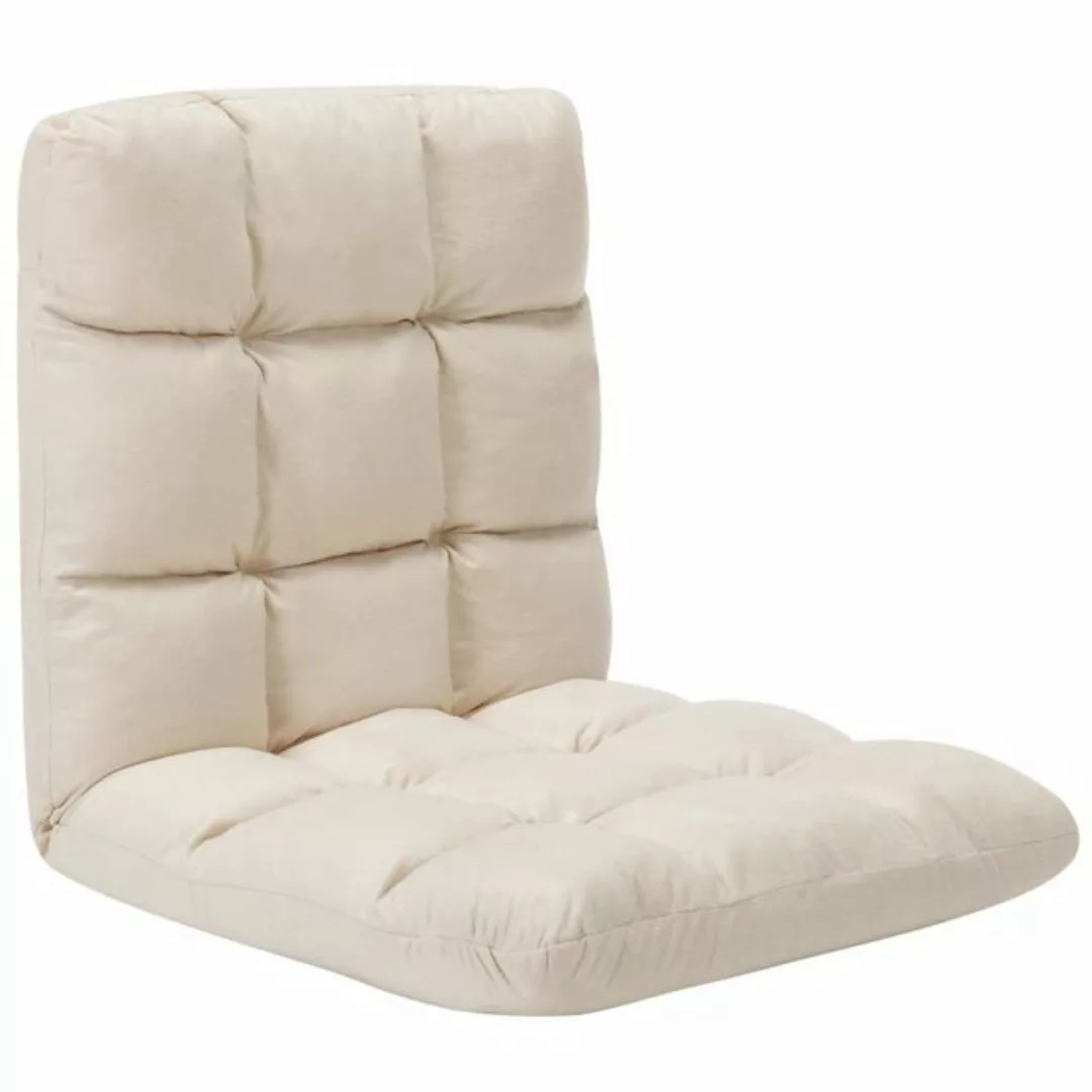 vidaXL Chaiselongue Bodenstuhl Faltbar Creme Mikrofaser, 1 Teile günstig online kaufen