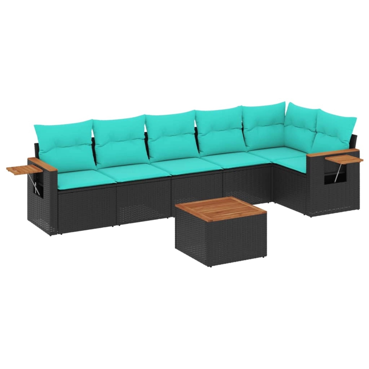 vidaXL 7-Tlg Garten-Sofagarnitur mit Kissen Schwarz Poly Rattan 3226834 günstig online kaufen