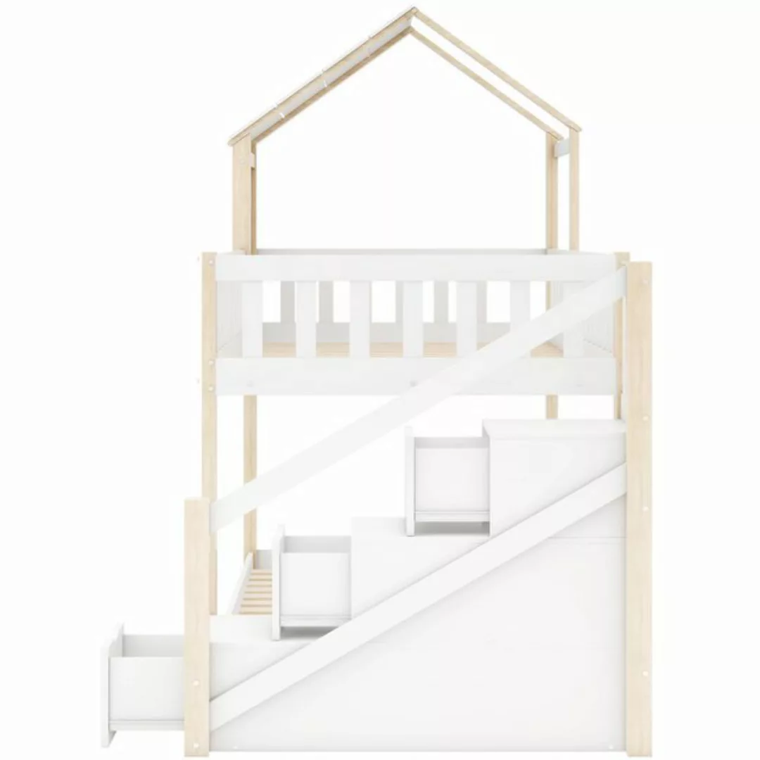WISHDOR Etagenbett Doppelbett, Kinderbett in Hausform (90 x 200 cm, ohne Ma günstig online kaufen