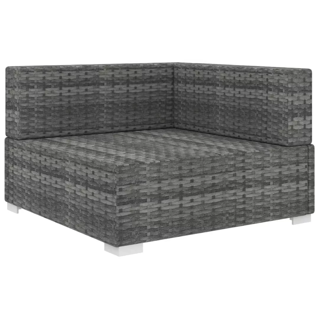 Modular-sofa-eckteil 1 Stk. + Auflagen Poly Rattan Grau günstig online kaufen