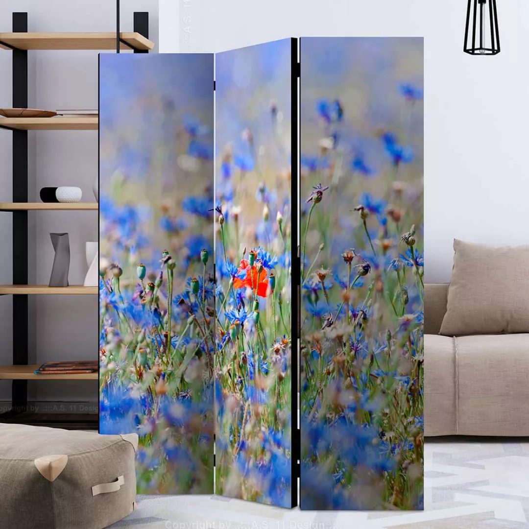 Foto Paravent mit Blumenwiese Motiv Landhausstil günstig online kaufen