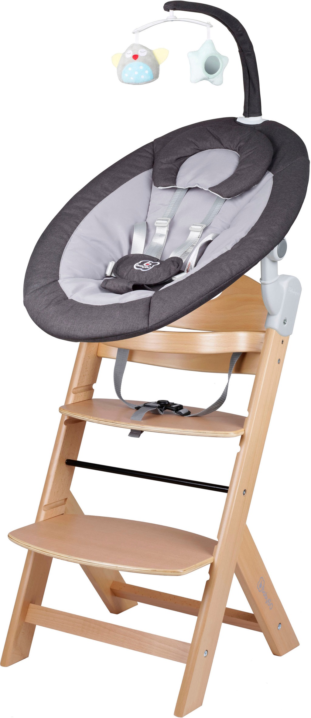 BabyGo Hochstuhl »Family Homey Set, natur/dunkelgrau«, mit elektrischer Bab günstig online kaufen