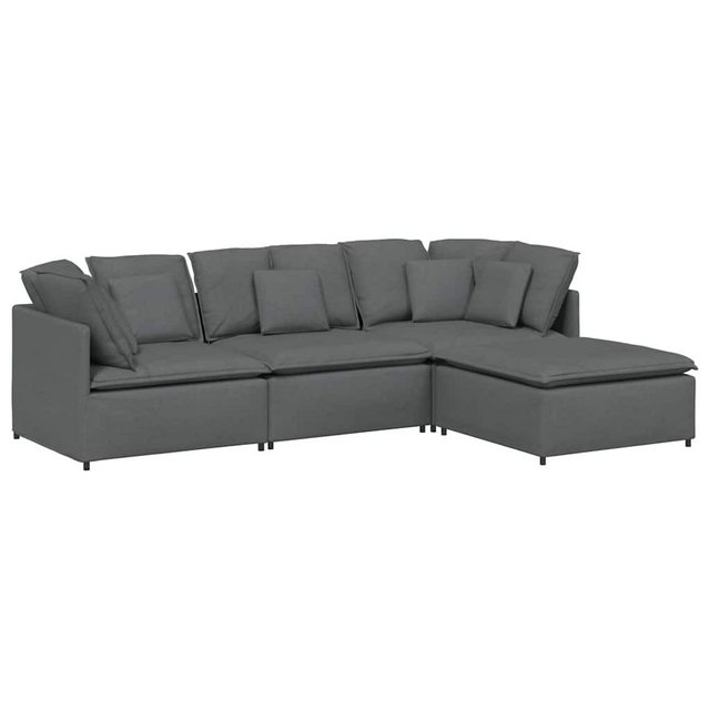 vidaXL Sofa Modulares Sofa mit Fußhocker Kissen Stoff Dunkelgrau günstig online kaufen