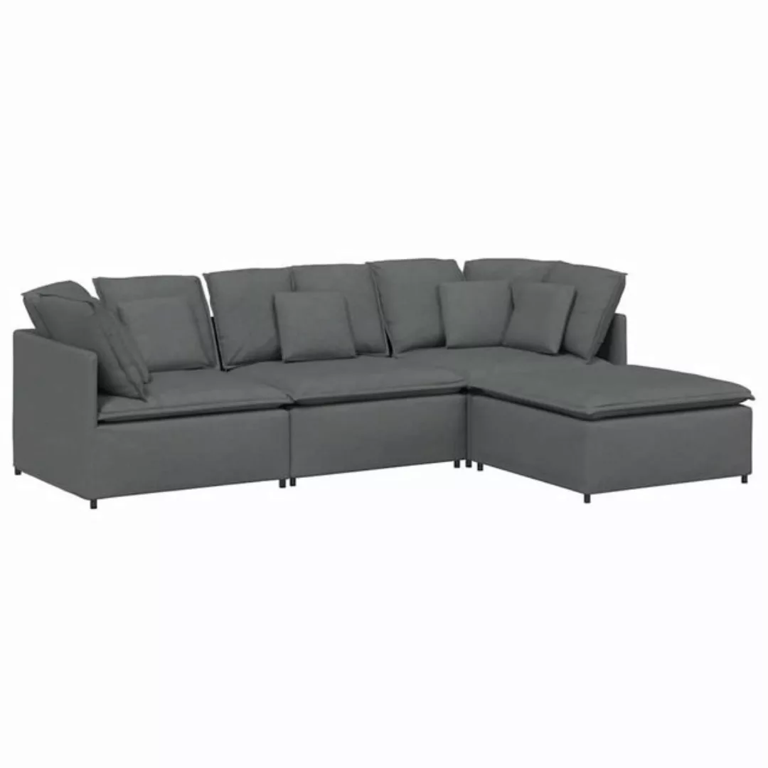 vidaXL Sofa Modulares Sofa mit Fußhocker Kissen Stoff Dunkelgrau günstig online kaufen