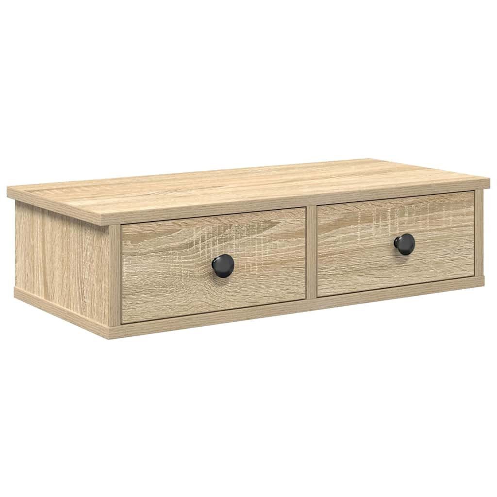 vidaXL Regal, Wandregal mit Schubladen Sonoma-Eiche günstig online kaufen