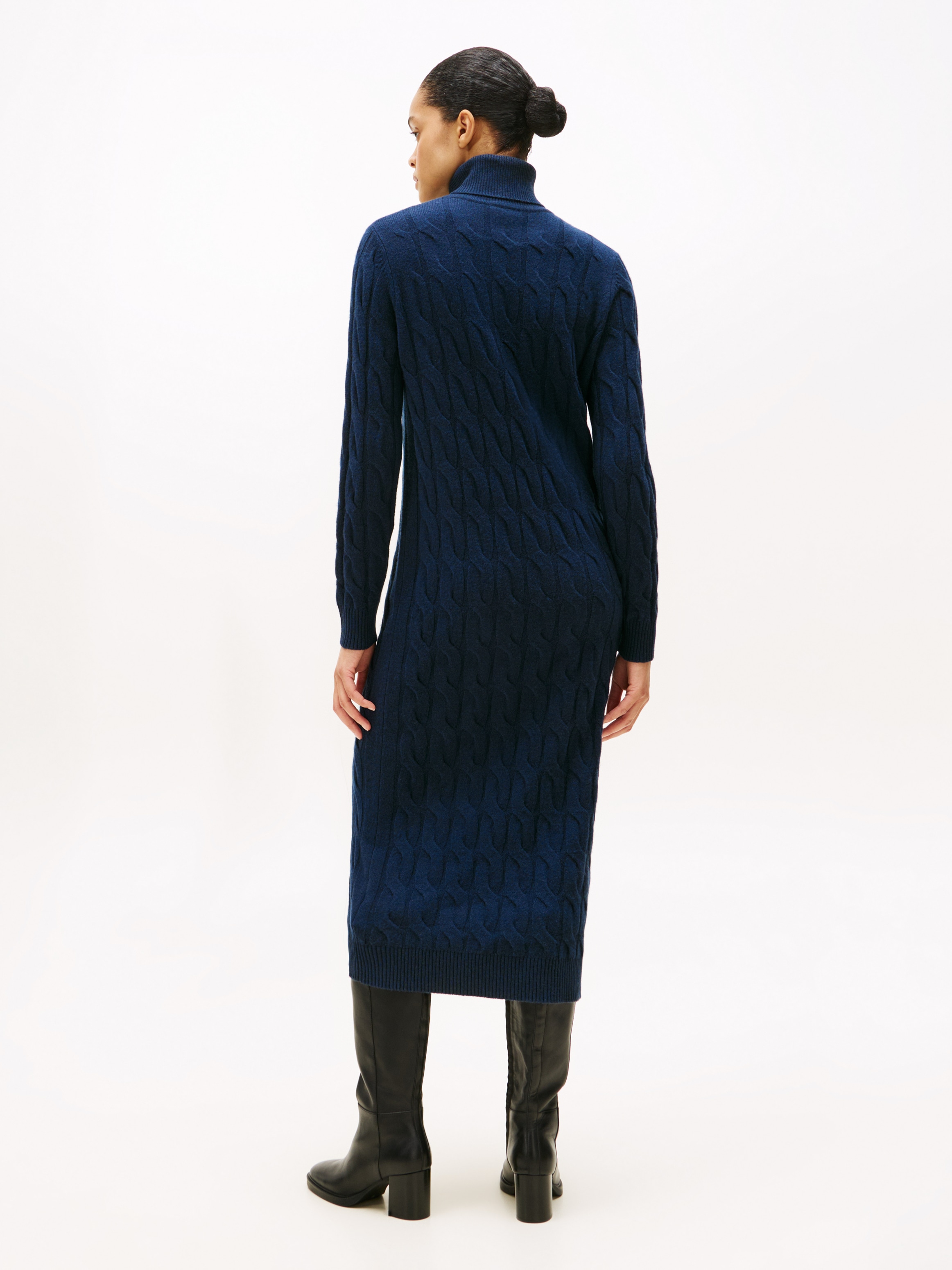 Tommy Hilfiger Strickkleid "SOFT WOOL CABLE ROLL-NK LS DRESS", mit Zopfmust günstig online kaufen