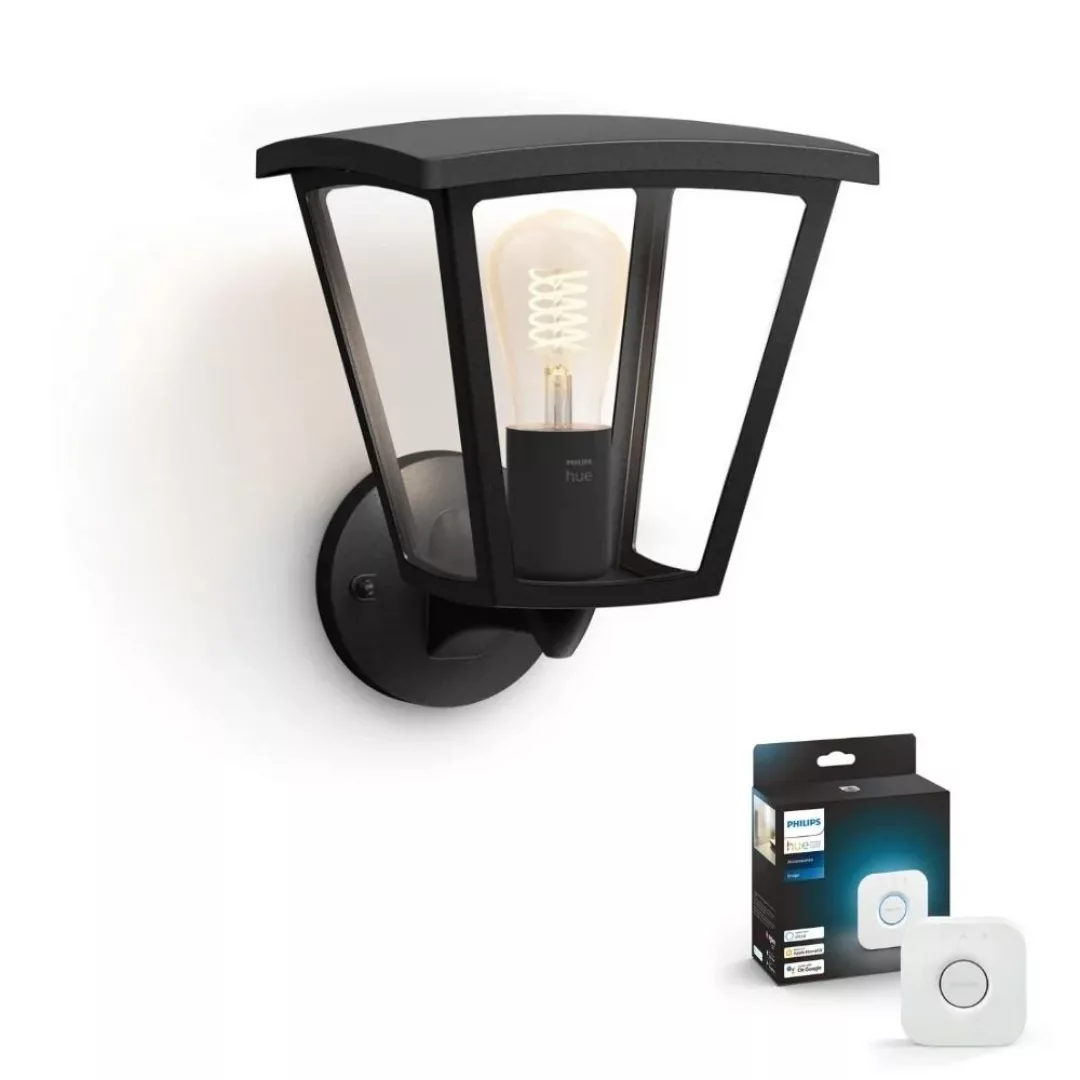 Philips Hue LED Wandleuchte White Inara in Schwarz 7W 550lm E27 IP44 inkl. günstig online kaufen