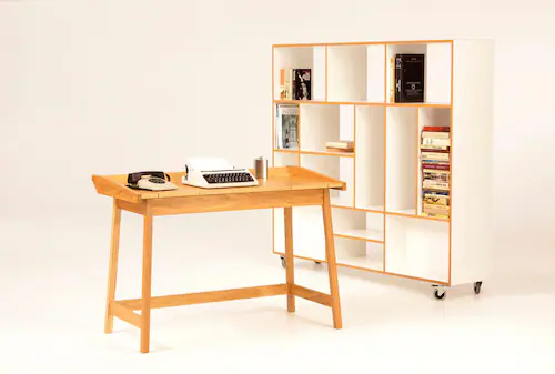 Woodman Schreibtisch "Walter", skandinavisches Design, Holzfurnier aus Eich günstig online kaufen