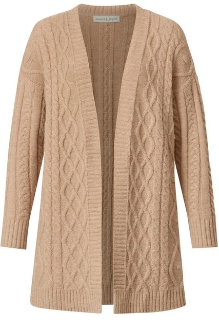 Janet & Joyce Strickjacke Strickjacke Zopfmuster offene Form Langarm günstig online kaufen