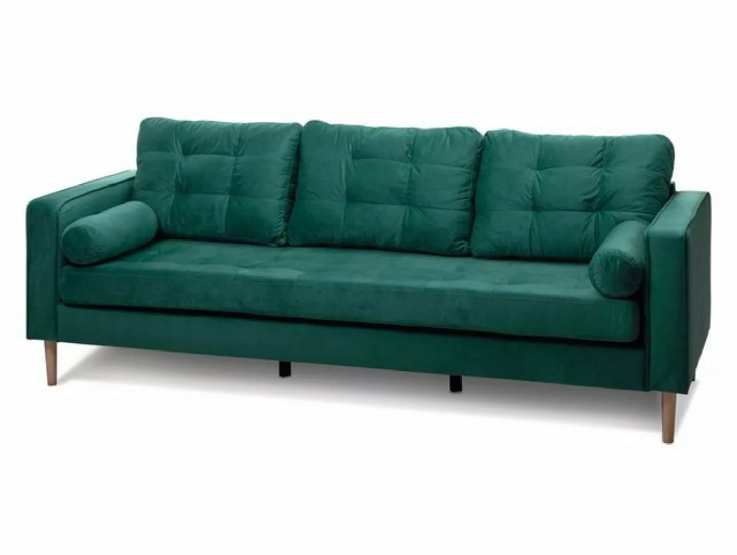 Moebel-Eins Sofa, GLAMMI 3-Sitzer Sofa mit Samtbezug, Füße Buche massiv günstig online kaufen