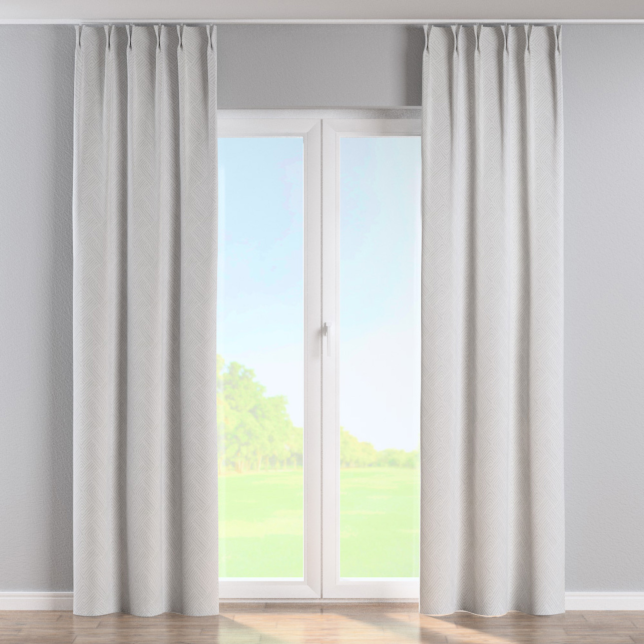 Vorhang mit flämischen 2-er Falten, grau-weiß, Sunny (143-43) günstig online kaufen