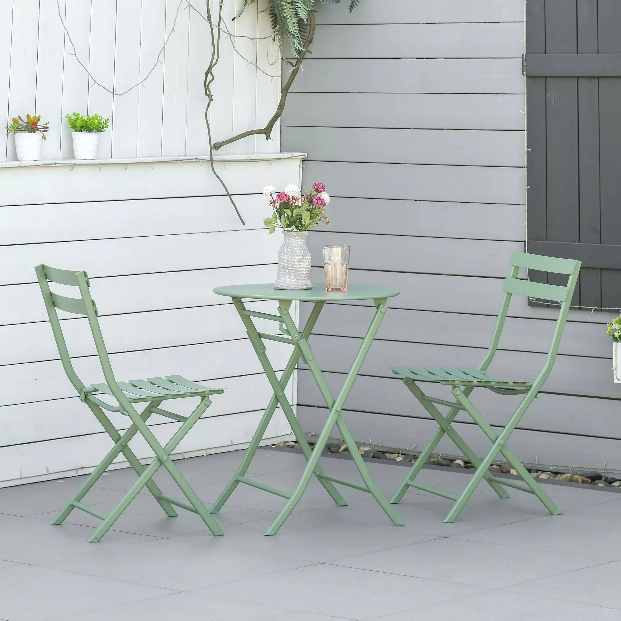 Outsunny Gartenmöbel-Set für 2 Personen - klappbarer Bistro-Gartentisch und günstig online kaufen