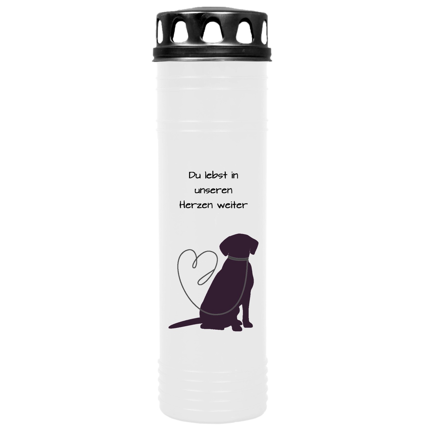 HS Candle Grabkerze Weiß 170h Deckel Schwarz Labrador 1 günstig online kaufen