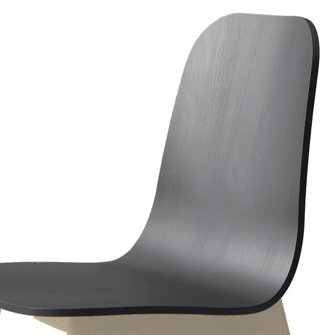 Stuhl in Schwarz Massivholzgestell in Buche gebleicht günstig online kaufen