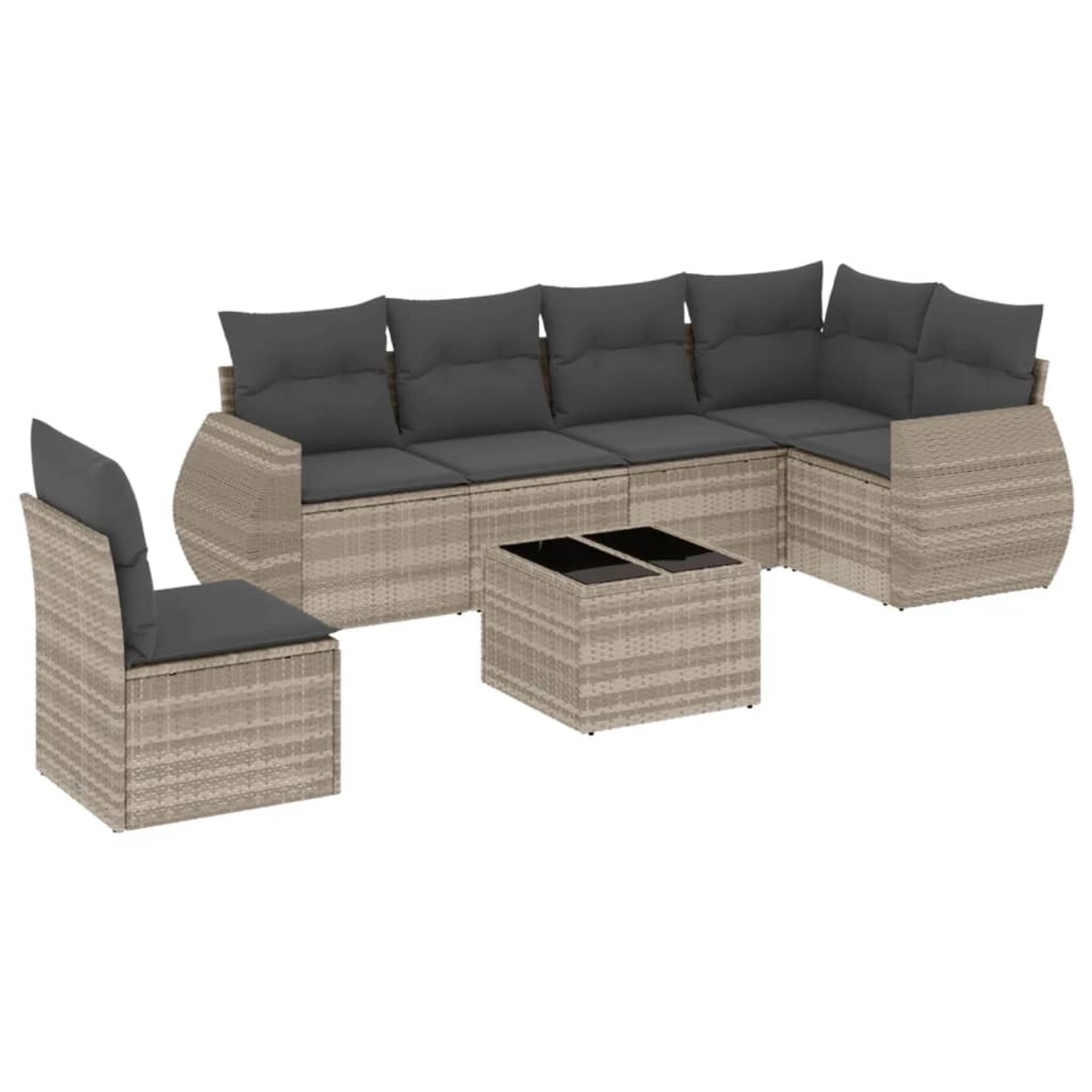 vidaXL 7-Tlg Garten-Sofagarnitur mit Kissen Hellgrau Poly Rattan 3253779 günstig online kaufen
