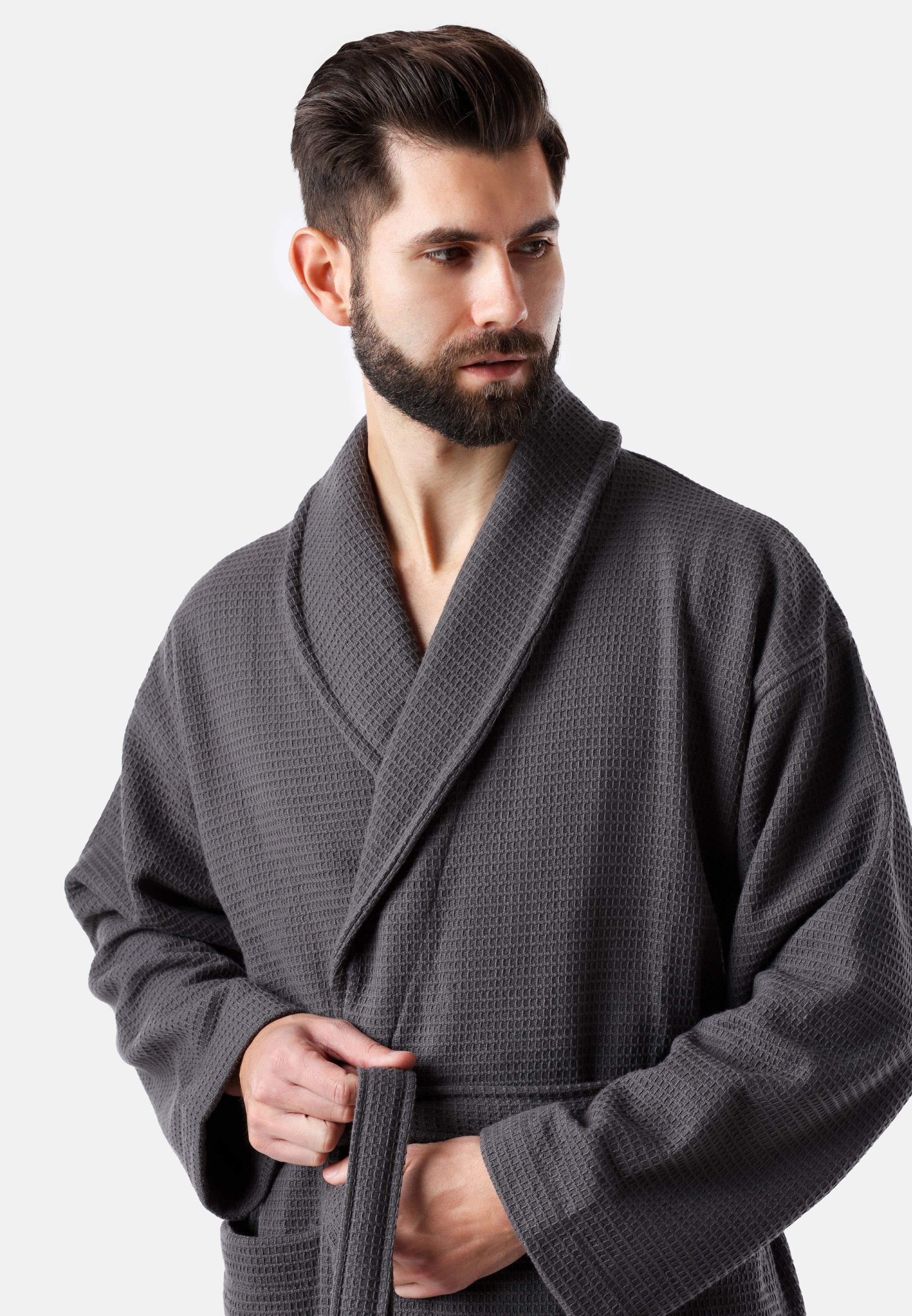 Ladeheid Bademantel Herren Bademantel - Waffelpiqué günstig online kaufen
