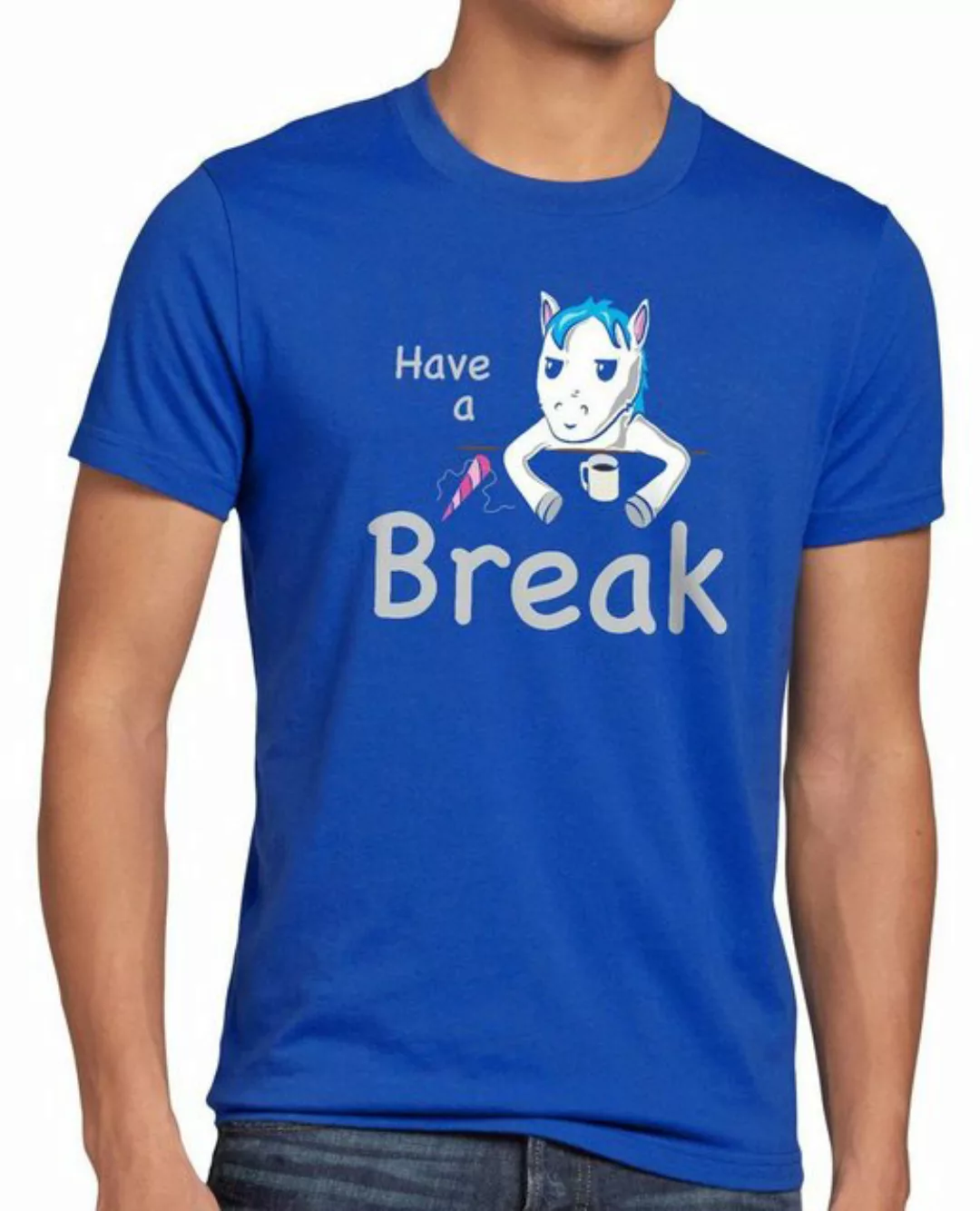 style3 Print-Shirt Herren T-Shirt Have a Break Einhorn Unicorn pause fun fu günstig online kaufen
