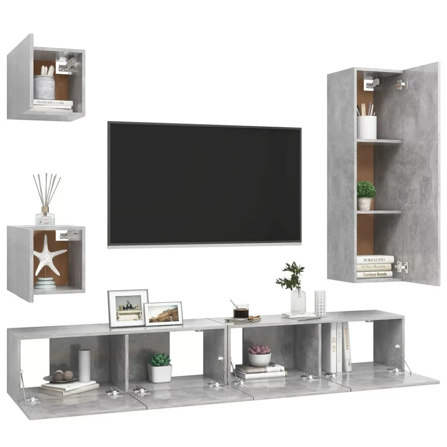 VidaXL 5-tlg. TV-Schrank-Set Betongrau Holzwerkstoff  Modell 15 günstig online kaufen