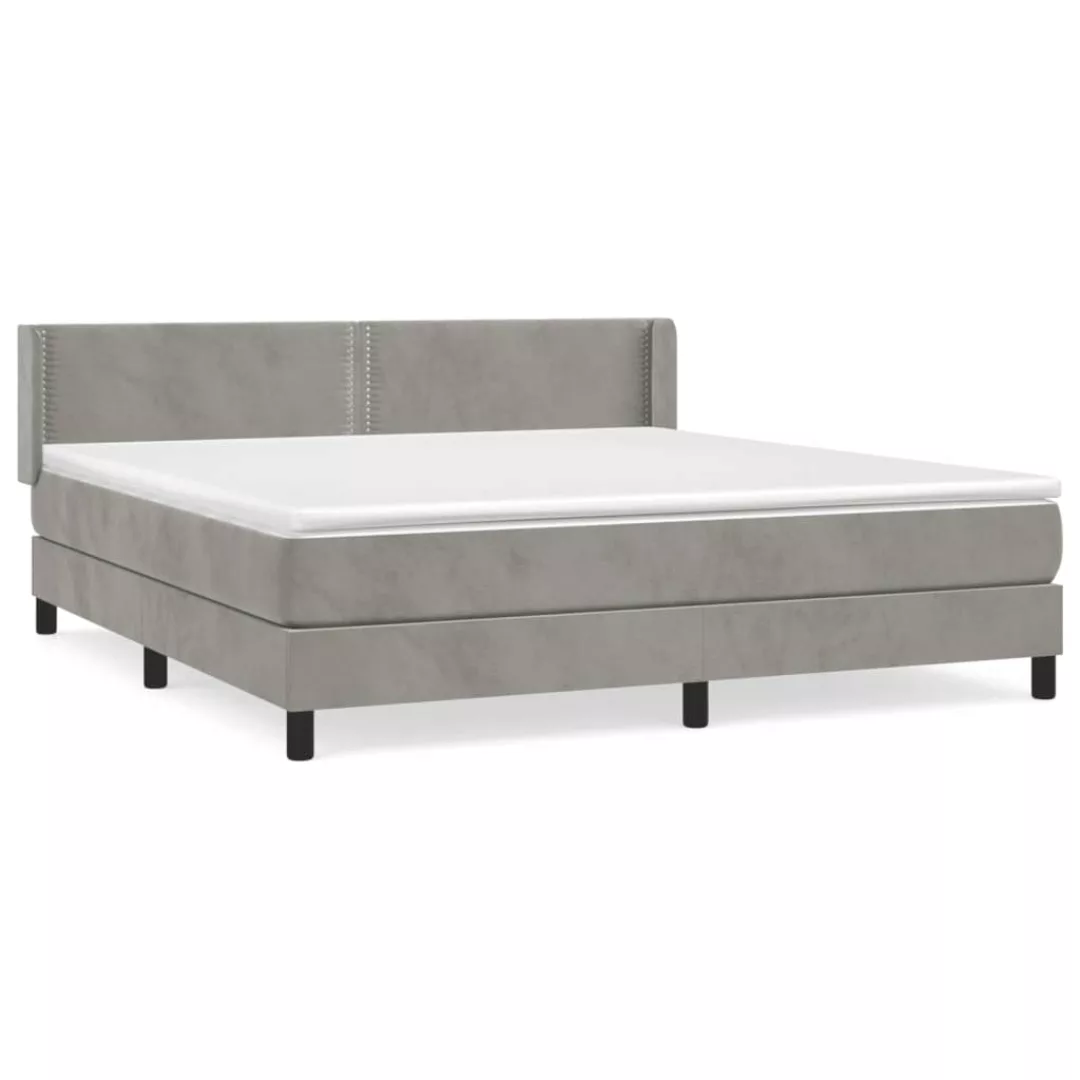 Vidaxl Boxspringbett Mit Matratze Hellgrau 160x200 Cm Samt günstig online kaufen
