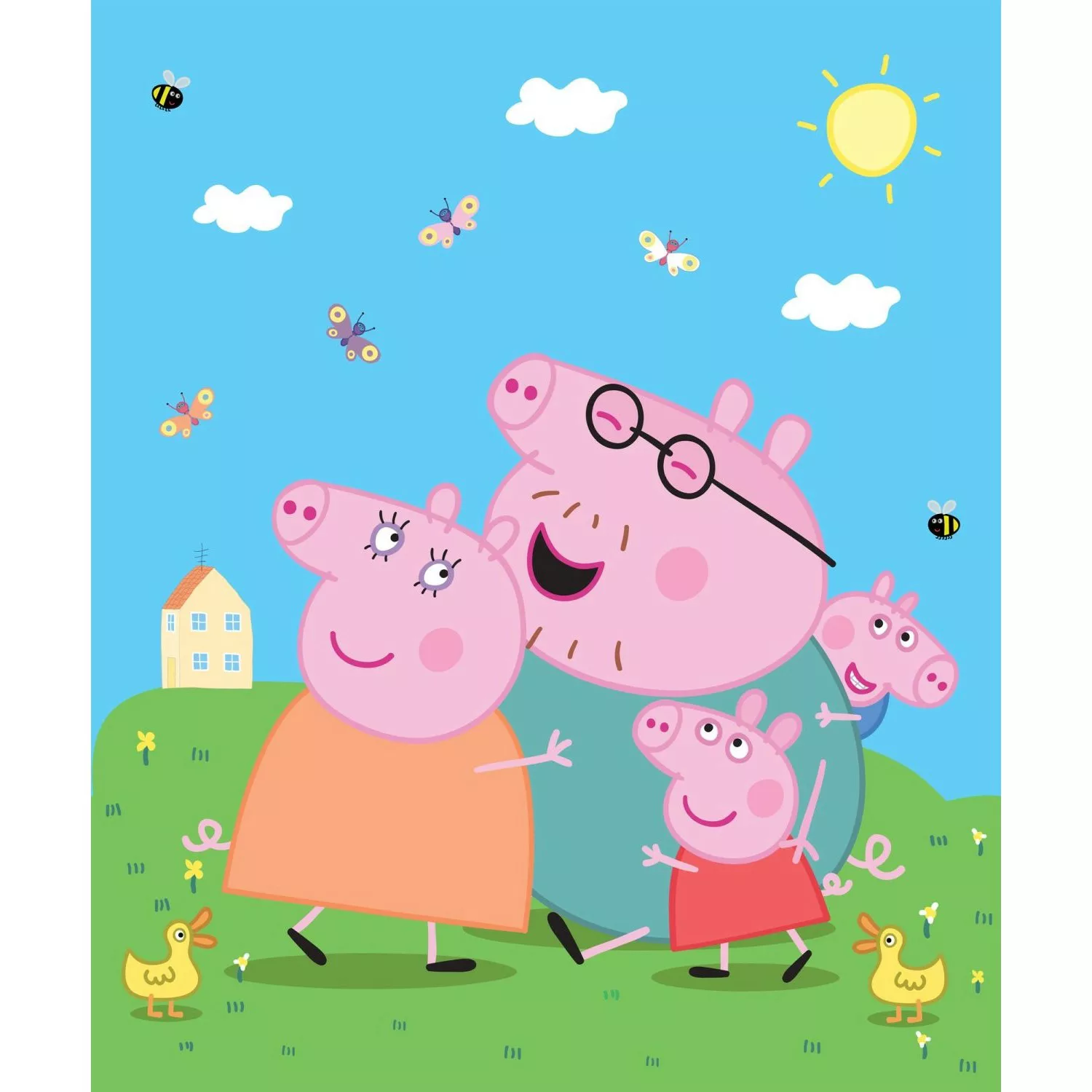 Sanders & Sanders Fototapete Peppa Wutz Grün Blau und Rosa 2,25 x 2,7 m 601 günstig online kaufen