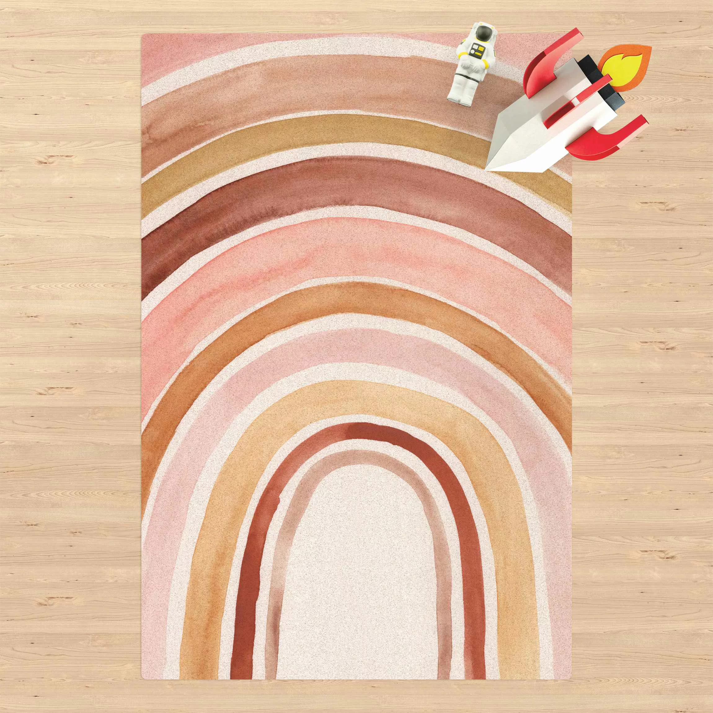 Kork-Teppich Aquarell Regenbogen Rosa günstig online kaufen