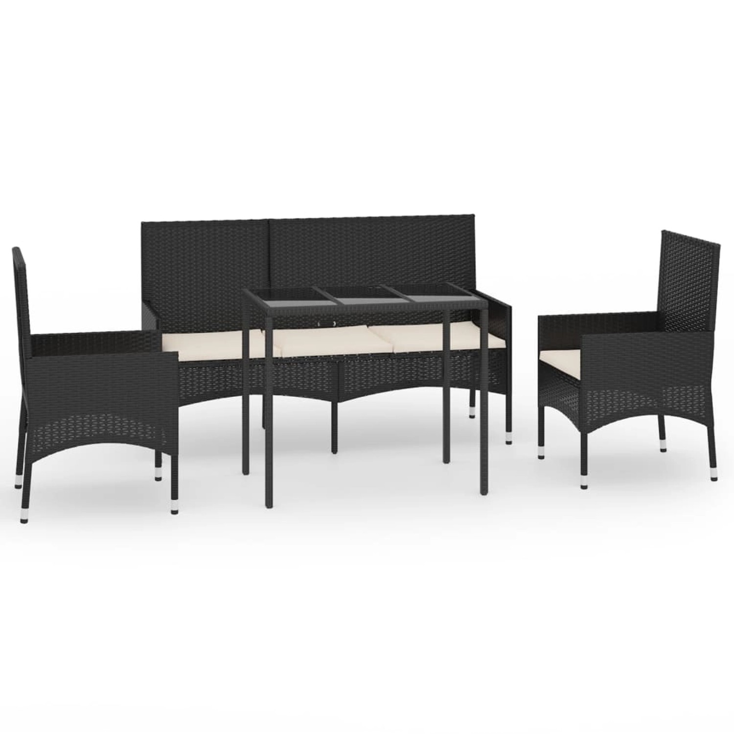 Vidaxl 4-tlg. Garten-lounge-set Mit Kissen Schwarz Poly Rattan günstig online kaufen