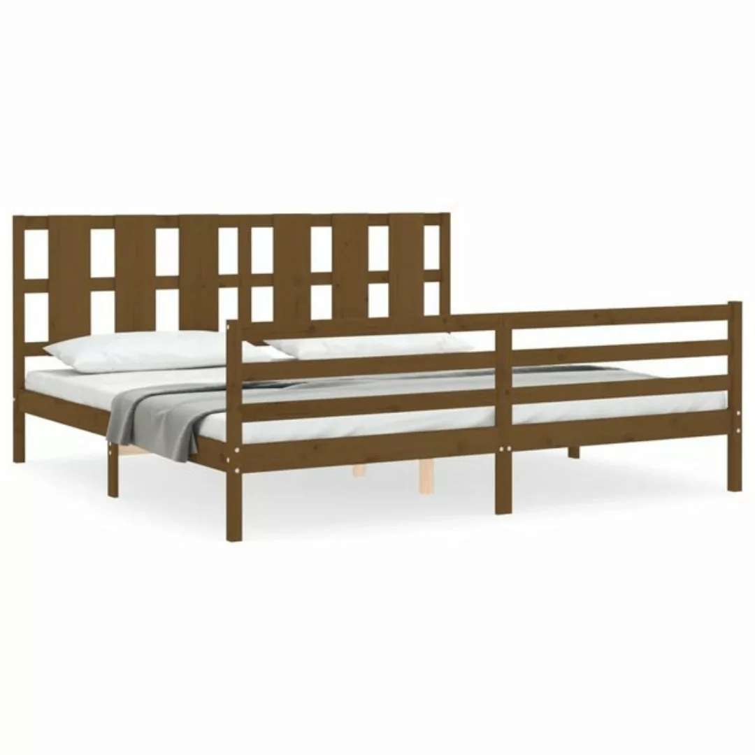 vidaXL Bett Massivholzbett mit Kopfteil Honigbraun 200x200 cm günstig online kaufen