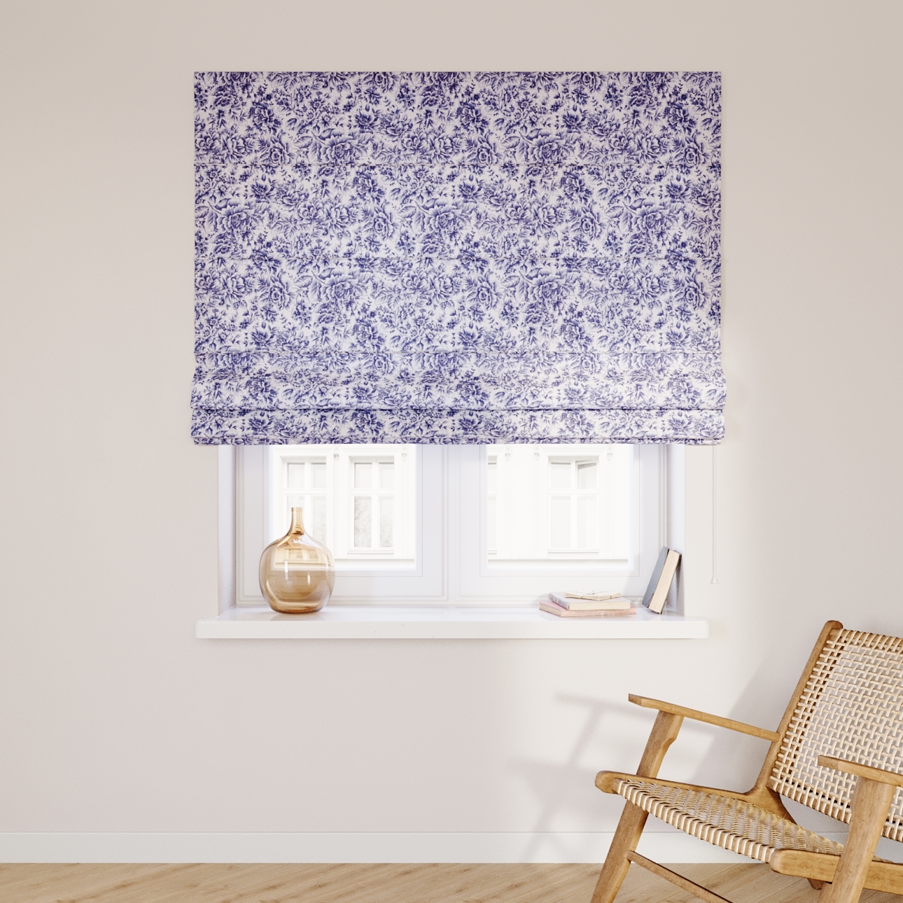 Dekoria Raffrollo Capri, weiß-blau, 160 x 170 cm günstig online kaufen