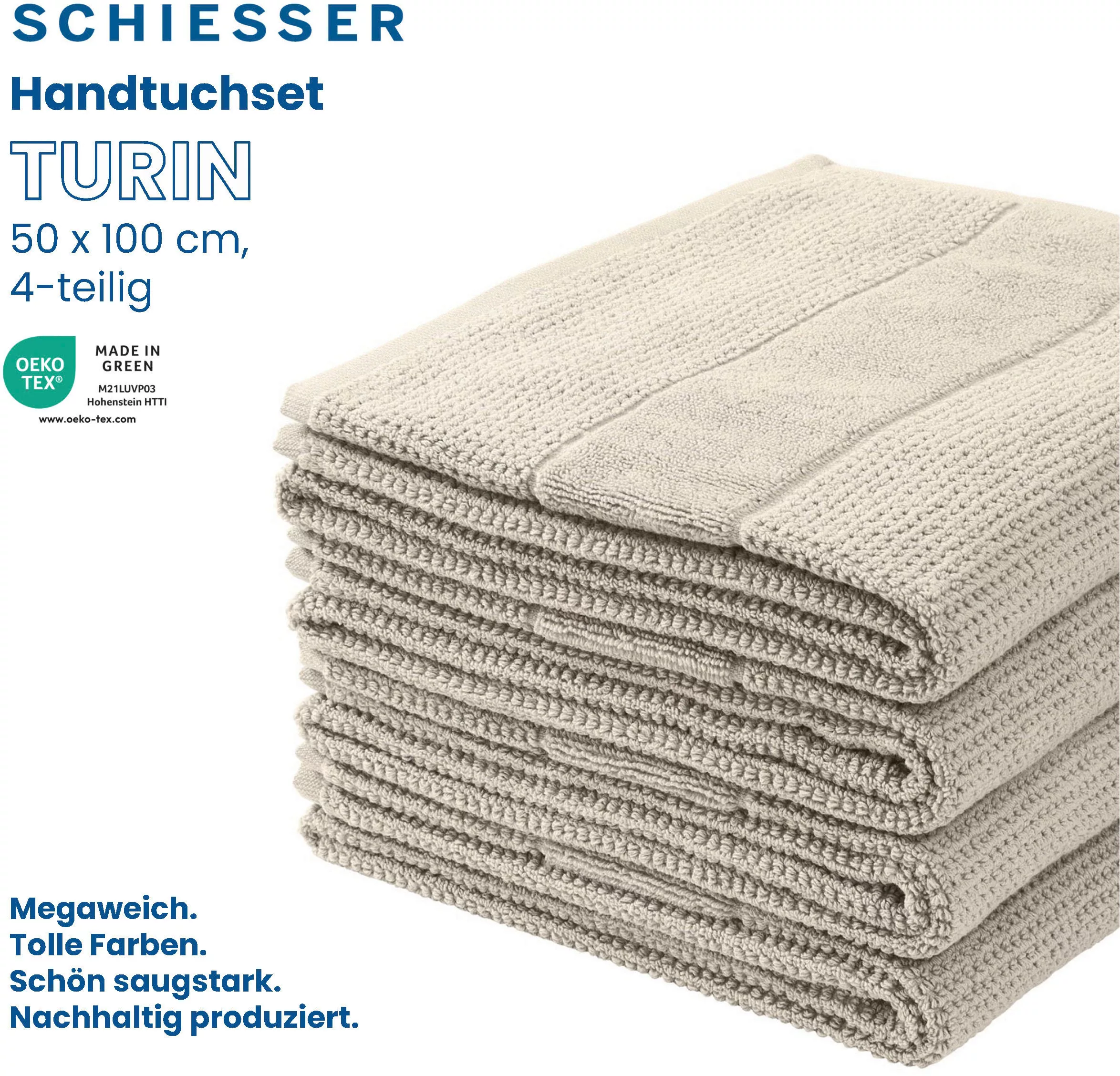 Schiesser Handtücher »Turin im 4er Set aus 100% Baumwolle«, (4 St.), Reisko günstig online kaufen