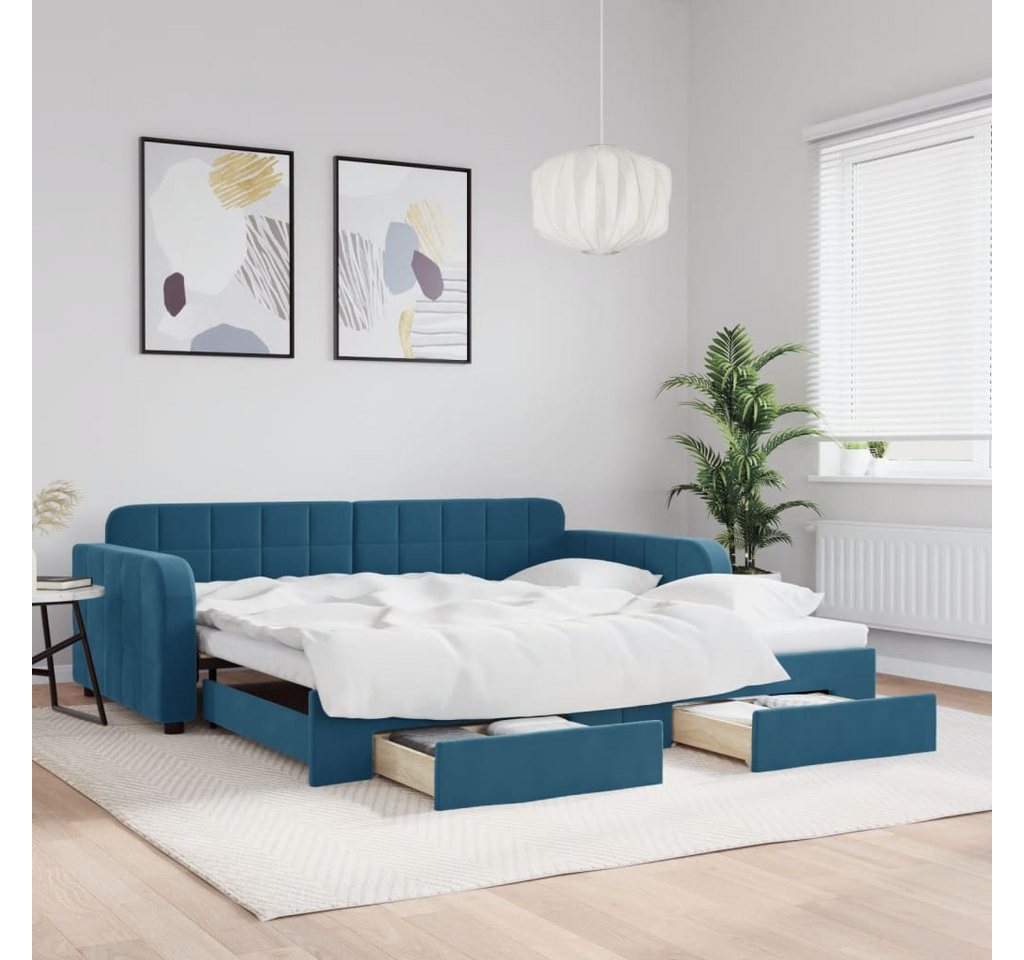 vidaXL Gästebett Gästebett Tagesbett Ausziehbar mit Schubladen Blau 100x200 günstig online kaufen