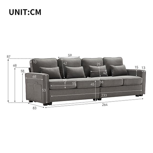 Veepeak Big-Sofa Leinenstoff Sofa günstig online kaufen