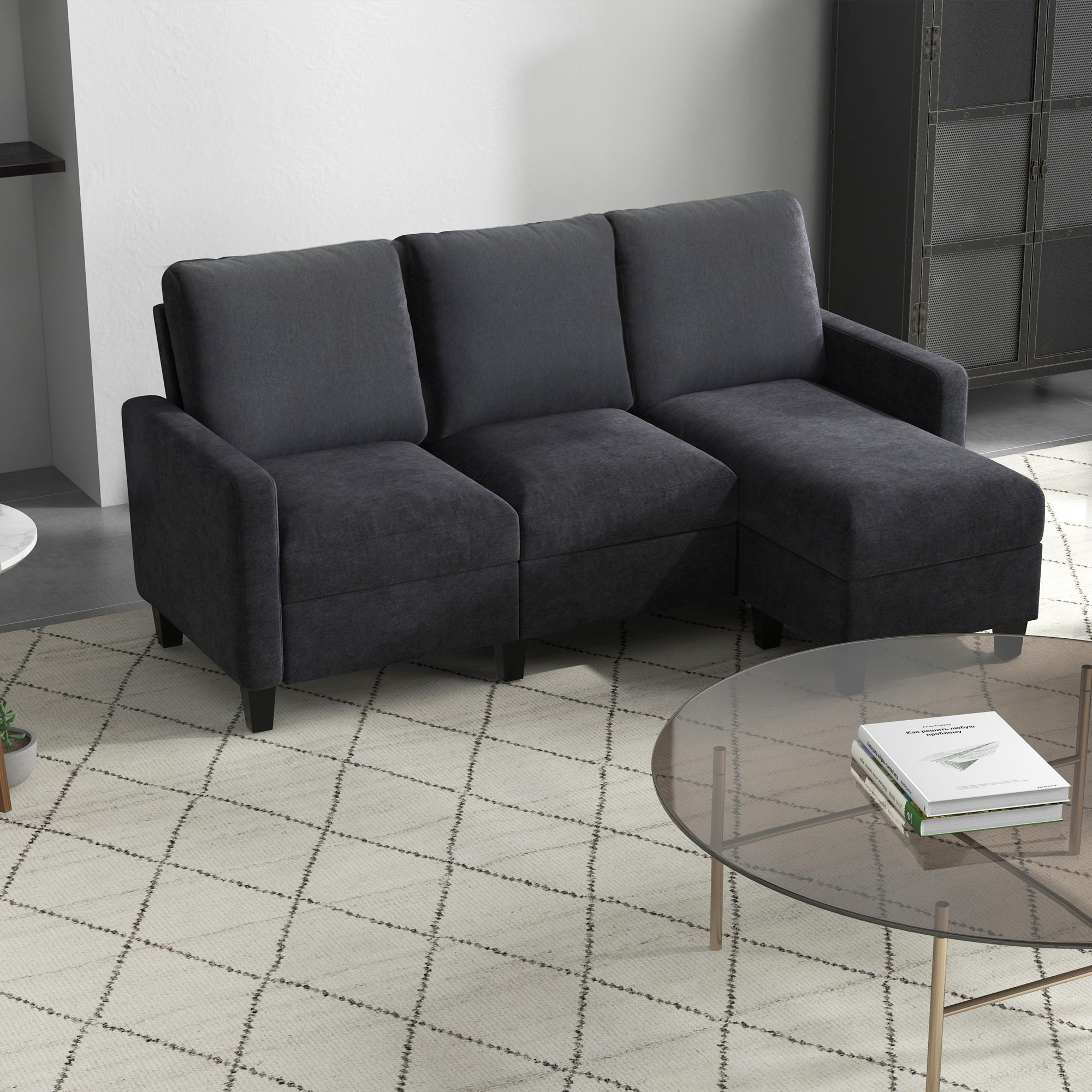 HOMCOM Ecksofa Stoffsofa L-Form mit wendbarer Chaiselongue, Couchgarnitur L günstig online kaufen