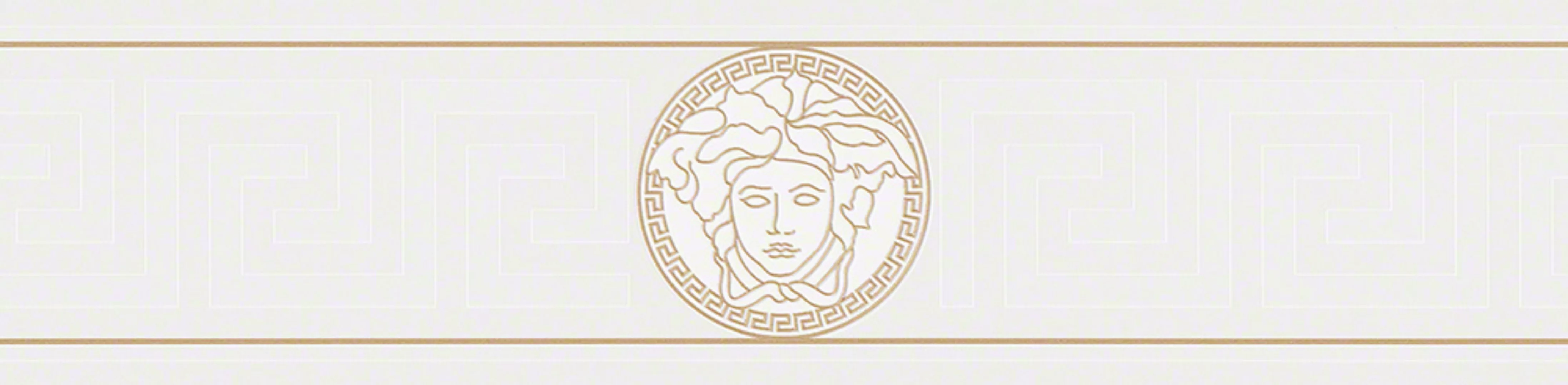 Bricoflor Medusa Tapete in Weiß und Gold Mäander Bordüre als Tapete für Sch günstig online kaufen