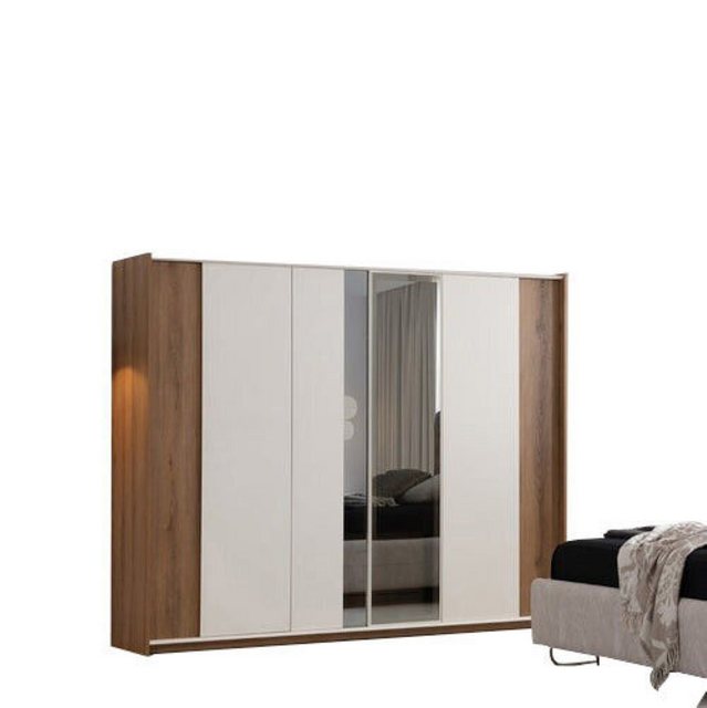 JVmoebel Kleiderschrank Weiß-Brauner Schlafzimmer Kleiderschrank Luxuriöser günstig online kaufen