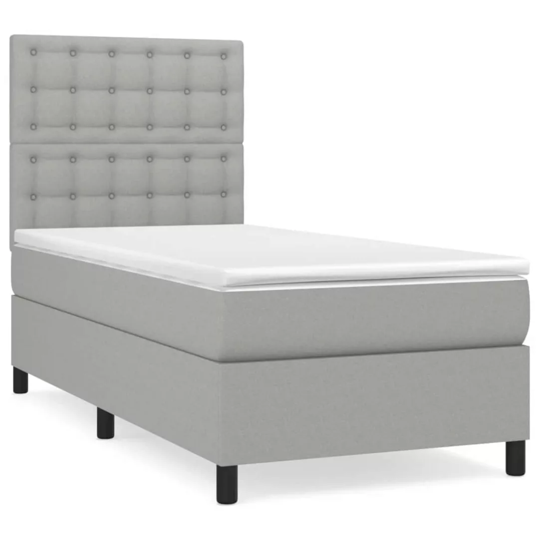 Vidaxl Boxspringbett Mit Matratze Hellgrau 100x200 Cm Stoff günstig online kaufen