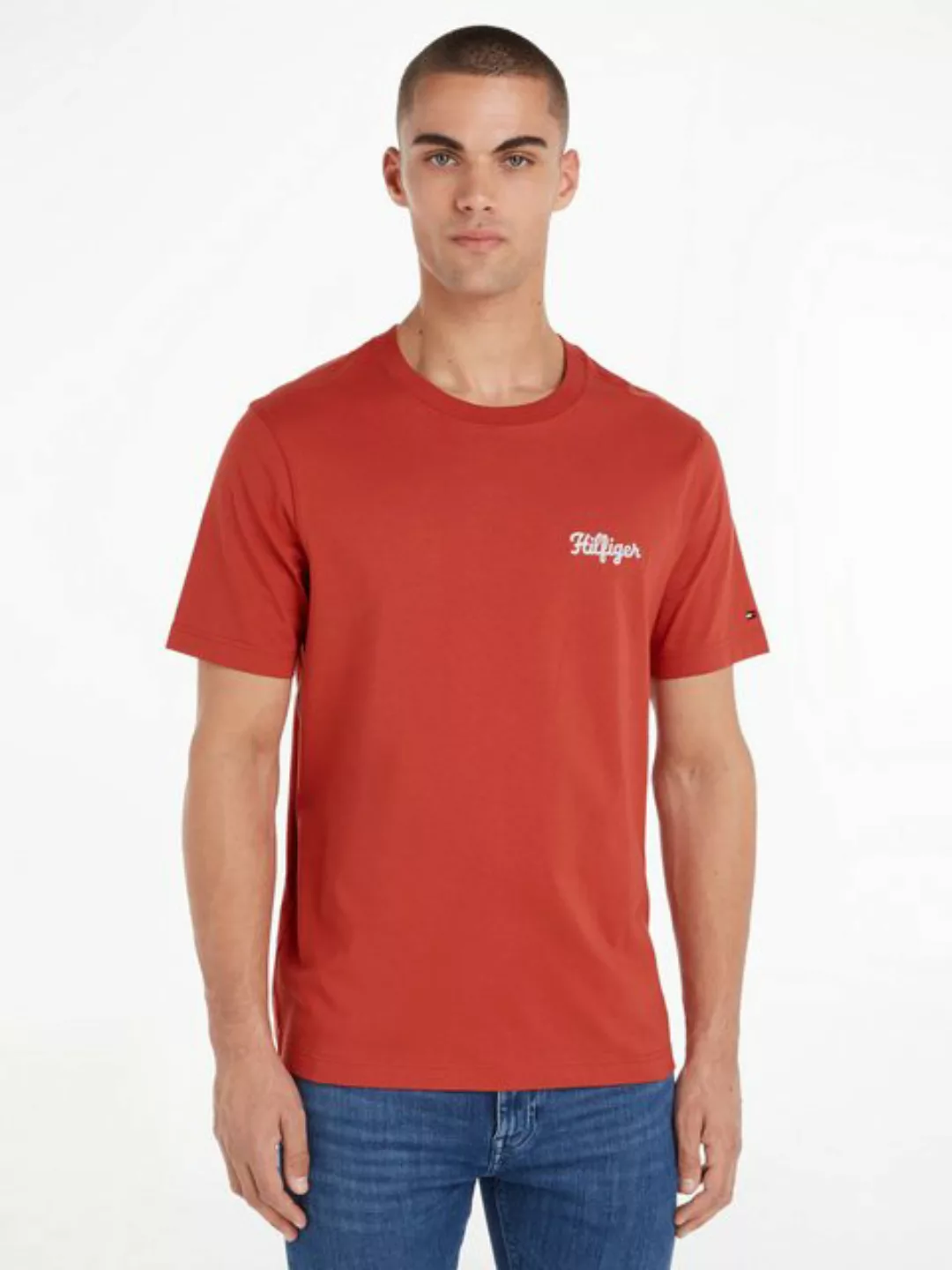 Tommy Hilfiger T-Shirt HILFIGER CHAINSTITCH TEE mit Markenprint auf der Bru günstig online kaufen