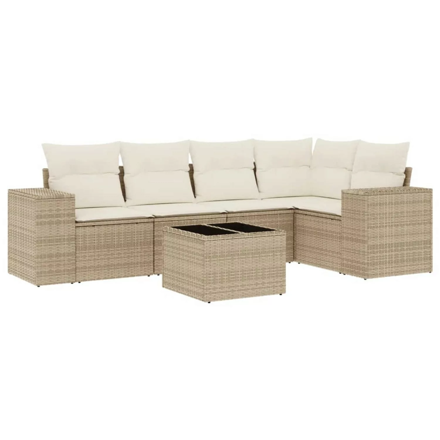 vidaXL 6-tlg Garten-Sofagarnitur mit Kissen Beige Poly Rattan Modell 309 günstig online kaufen