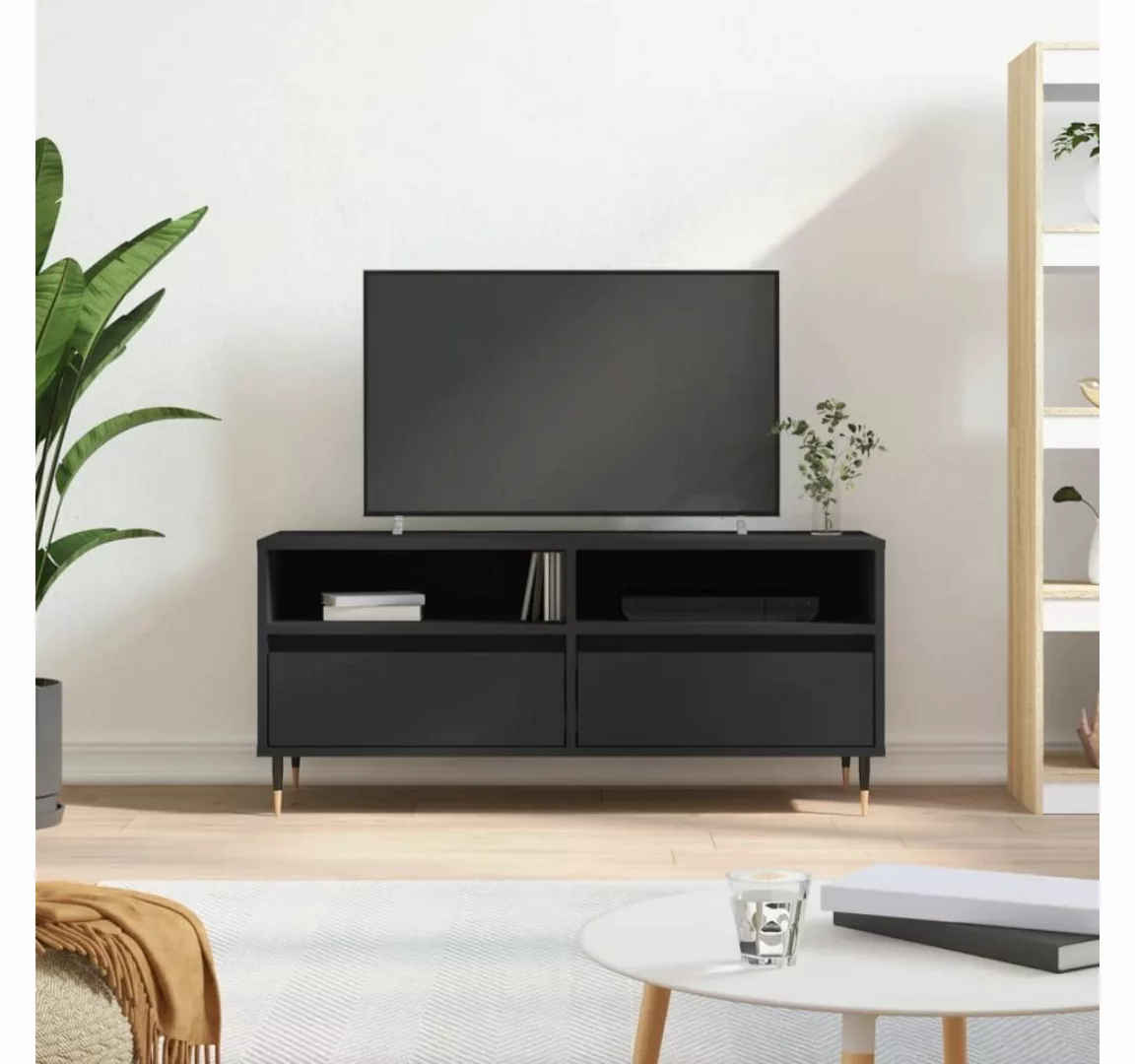 furnicato TV-Schrank Schwarz 100x34,5x44,5 cm Holzwerkstoff günstig online kaufen