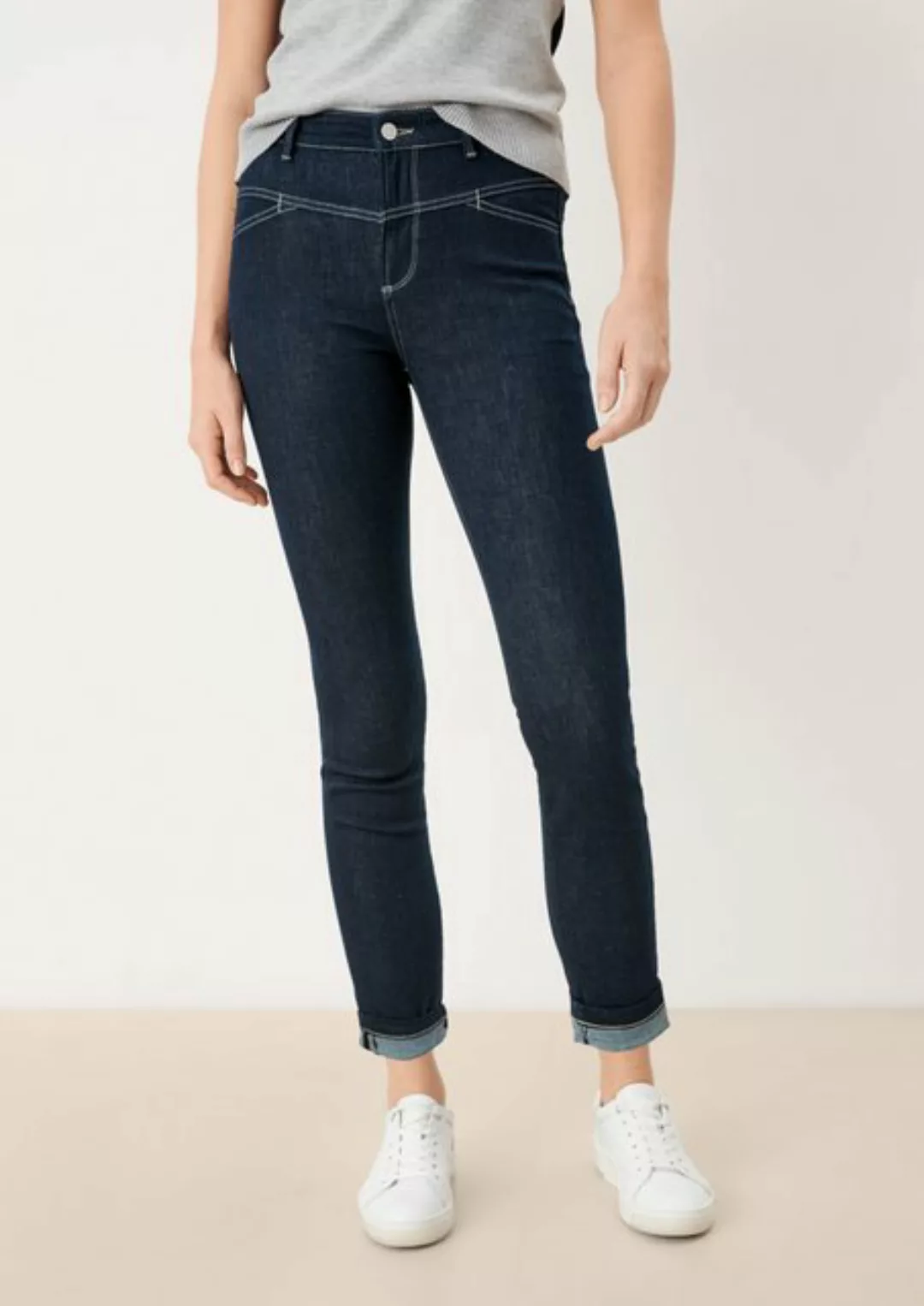 s.Oliver 5-Pocket-Jeans Skinny: Jeans mit Sattelbund Waschung günstig online kaufen