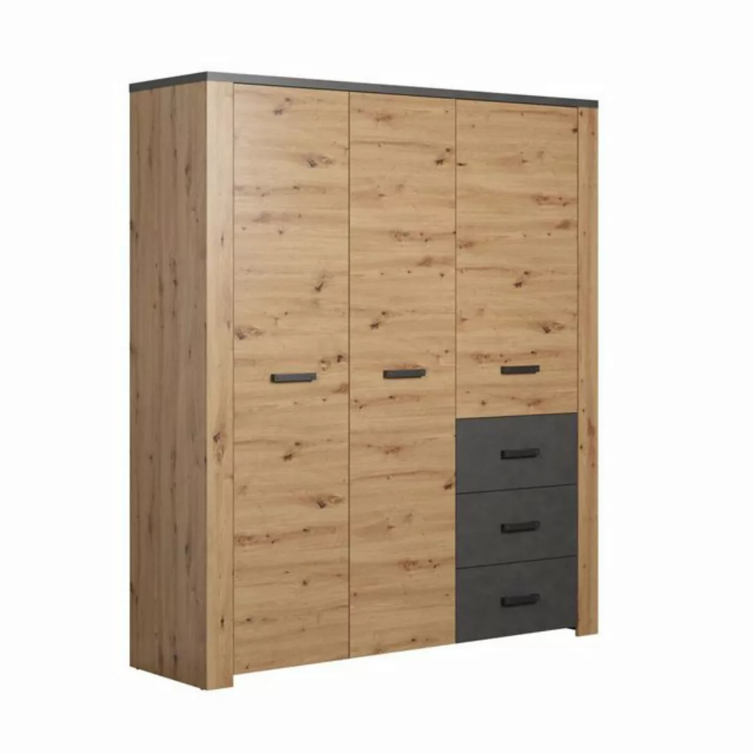 trendteam Kleiderschrank Mehrzweckschrank Garderobenschrank Natur/Anthrazit günstig online kaufen