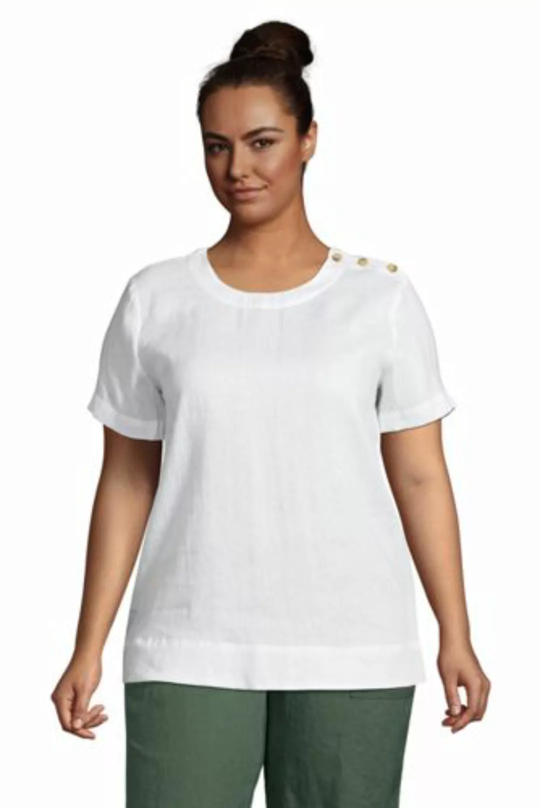 Leinen-Shirt mit Schulterknöpfen in großen Größen, Damen, Größe: 56-58 Plus günstig online kaufen