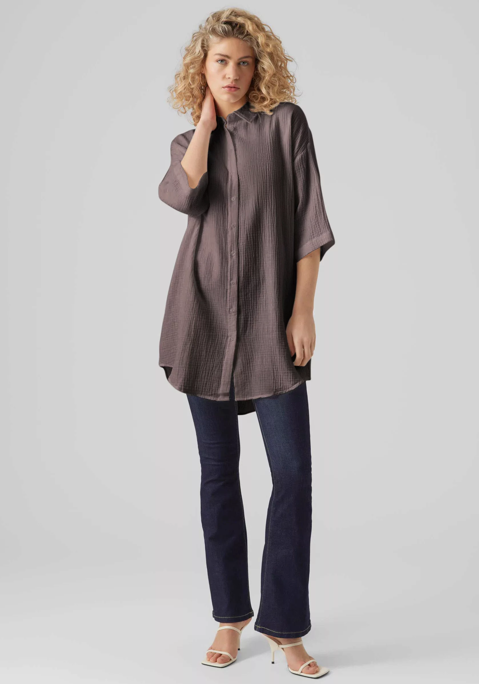 Vero Moda Hemdblusenkleid "VMNATALI 3/4 LONG OVERSHIRT NOOS", mit 3/4 Ärmel günstig online kaufen