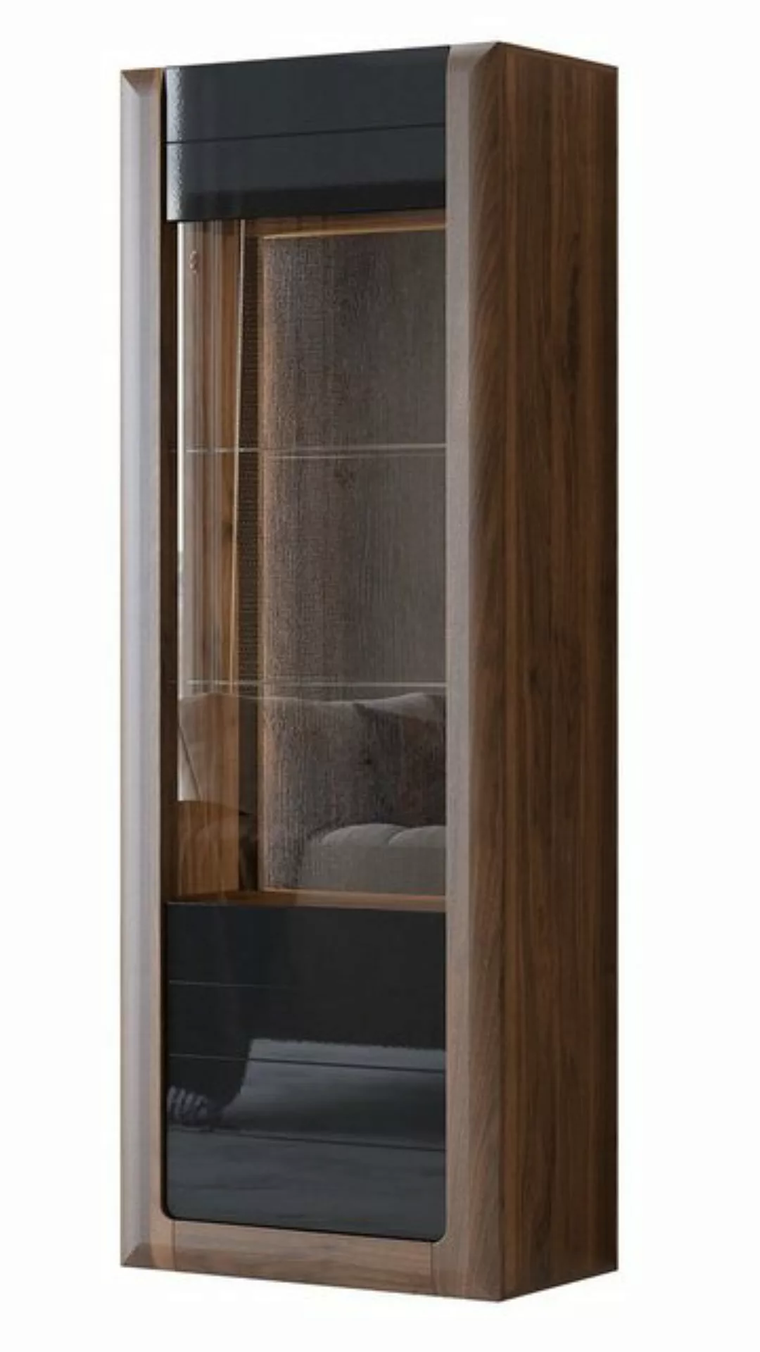 Helvetia Vitrine Kleve (Kleve, 1-St., Vitrine) 73x41x200cm Columbia Walnuss günstig online kaufen